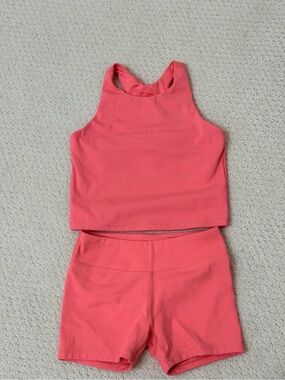 DSG Coral Pink Active Crop Tank & Bike Shorts